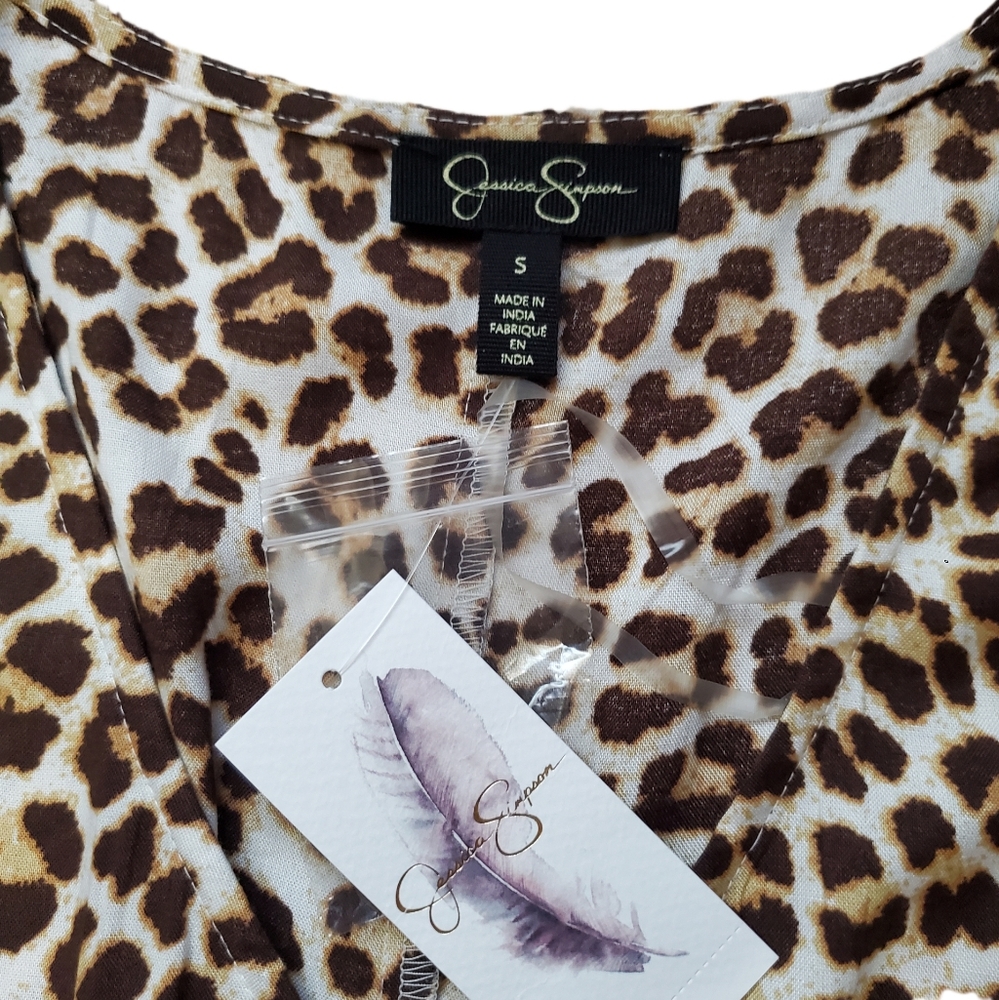 Jessica Simpson NWT Leopard Print V-Neck Dress Sz S - Picture 7 of 9
